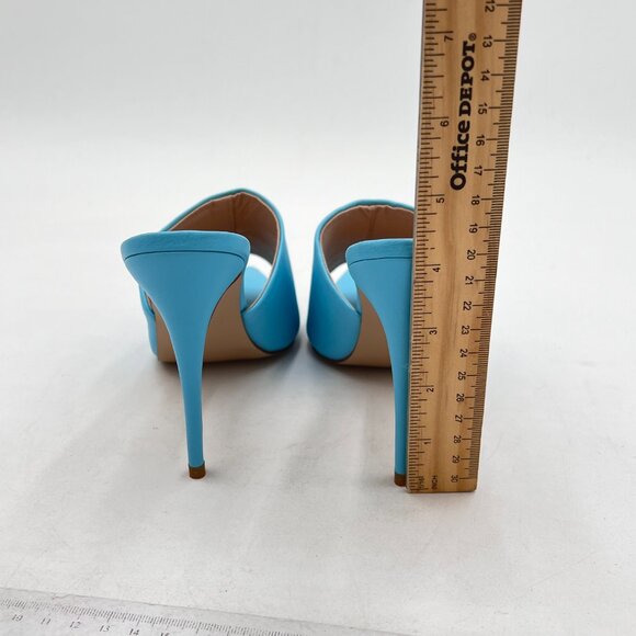 FOWT Blue Pointed Toe Mules Slide Sandals Stylish Thin High Heel Elegant Shoes - Picture 4 of 7